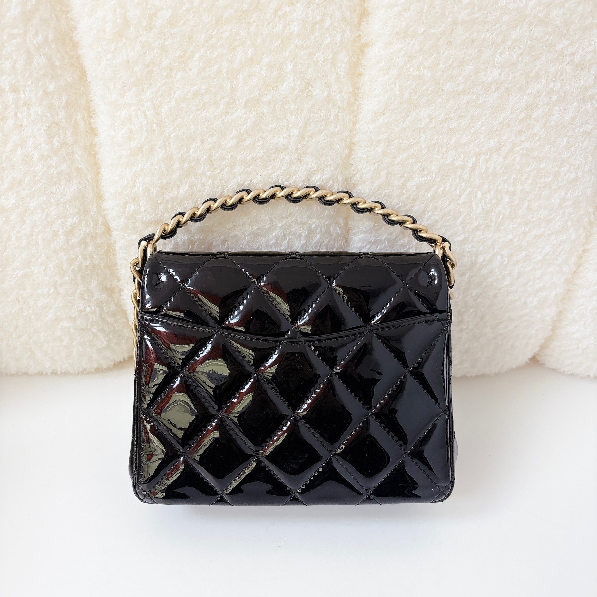 Chanel Mini Top Handle Flap Bag - Black / GHW