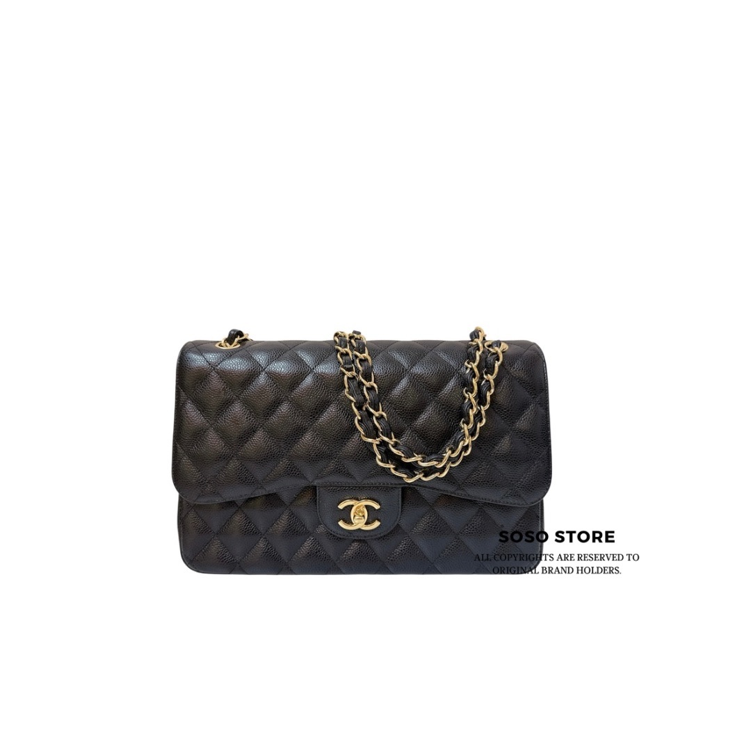 Chanel Classic Flap Bag Jumbo - Black / GHW