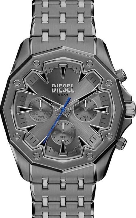 萬年鐘錶 - Diesel  D-Curve  灰色太陽紋錶盤三眼計時男錶 DZ4708 錶徑46MM