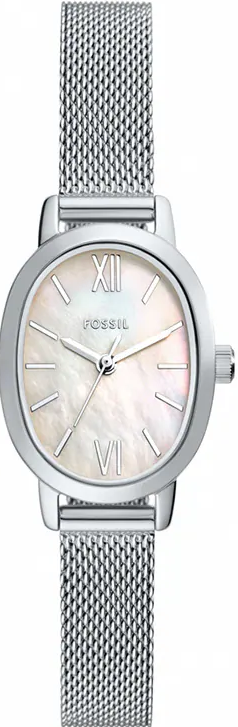 萬年鐘錶 - Fossil     Penny 雅爵經典珍珠母貝銀色不鏽鋼米蘭錶帶女錶 BQW5015 錶徑23MM