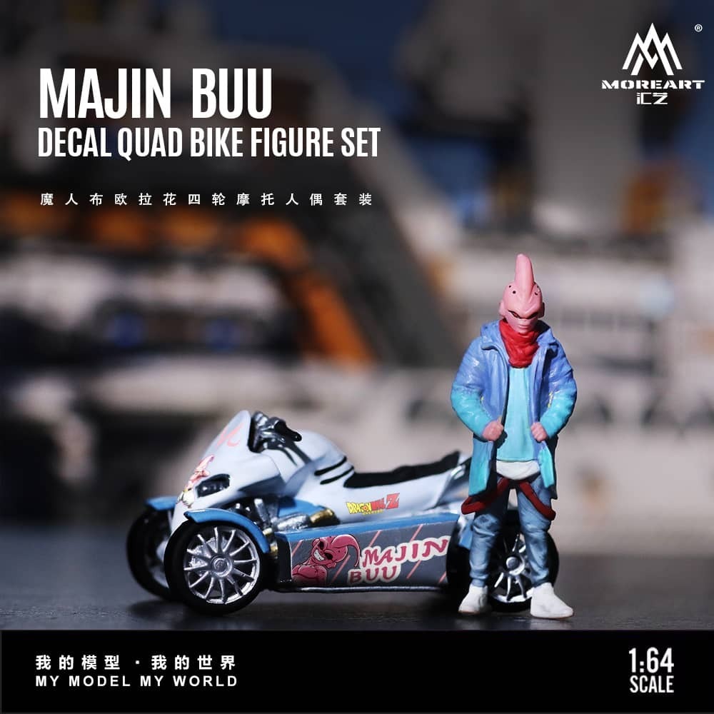 PO-$180 * MOREART * 1:64 FIGURE - MAJIN BUU DECAL QUAD BIKE FIGURE SET