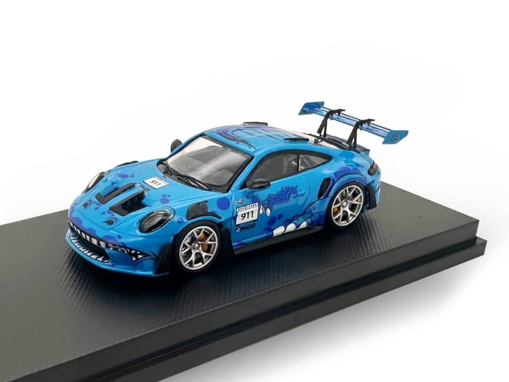 PO-$150 * E MODEL * 1:64 PORSCHE 911 GT3 RS BLUE LIVERY