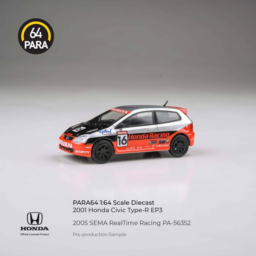 PO-$125 * PARA64 * 1:64 HONDA CIVIC EP3 NO.16 BLACK-RED LHD