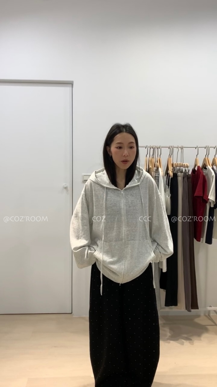 春夏必備！慵懶感的雪花棉連帽拉鍊外套 _7708