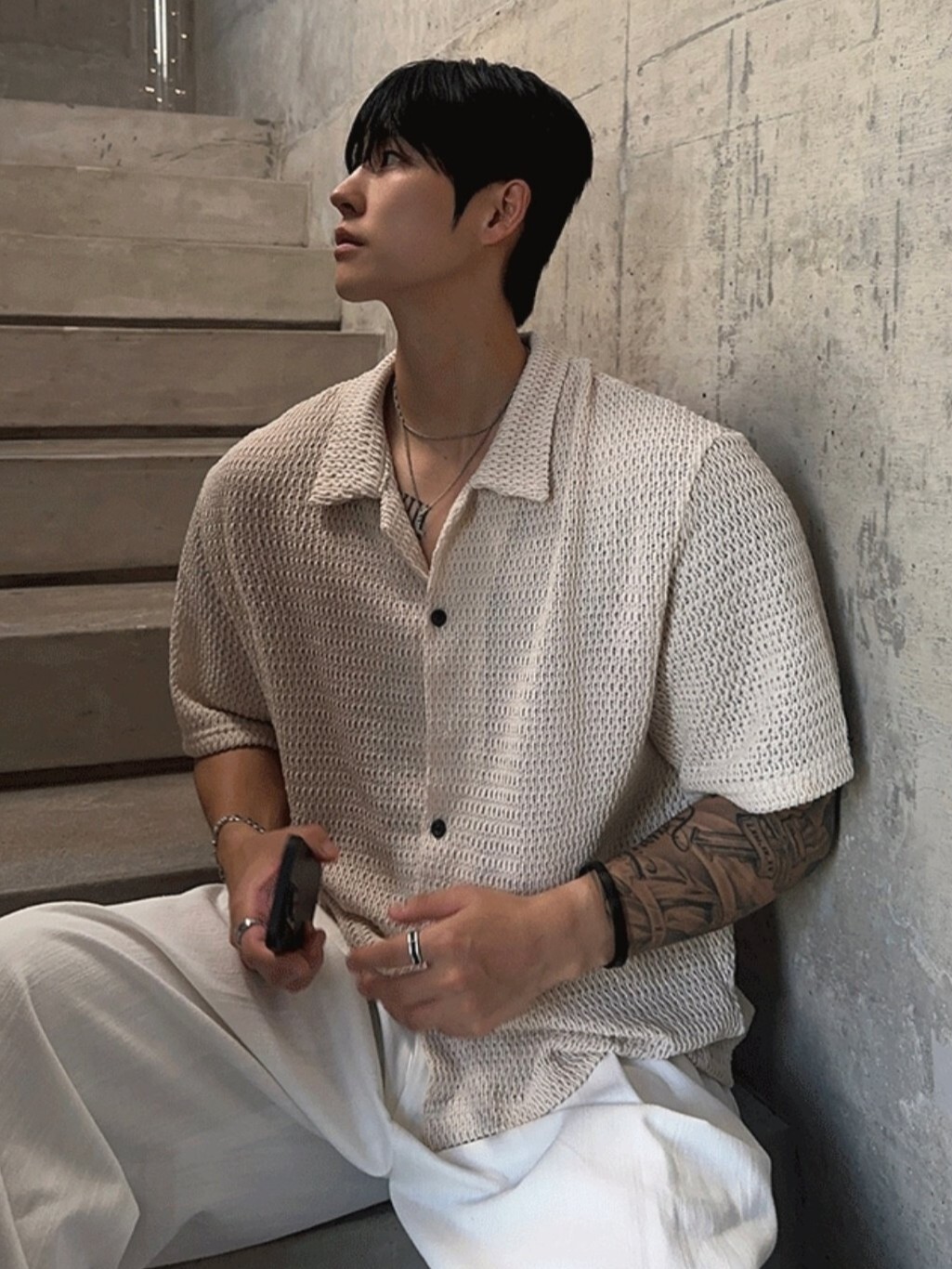 Summer sheer knitted short-sleeved cardigan