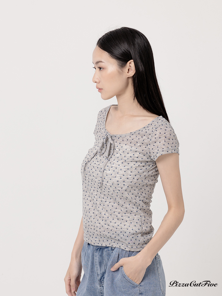 綁帶小花上衣 PizzaCutFive PCF262404082