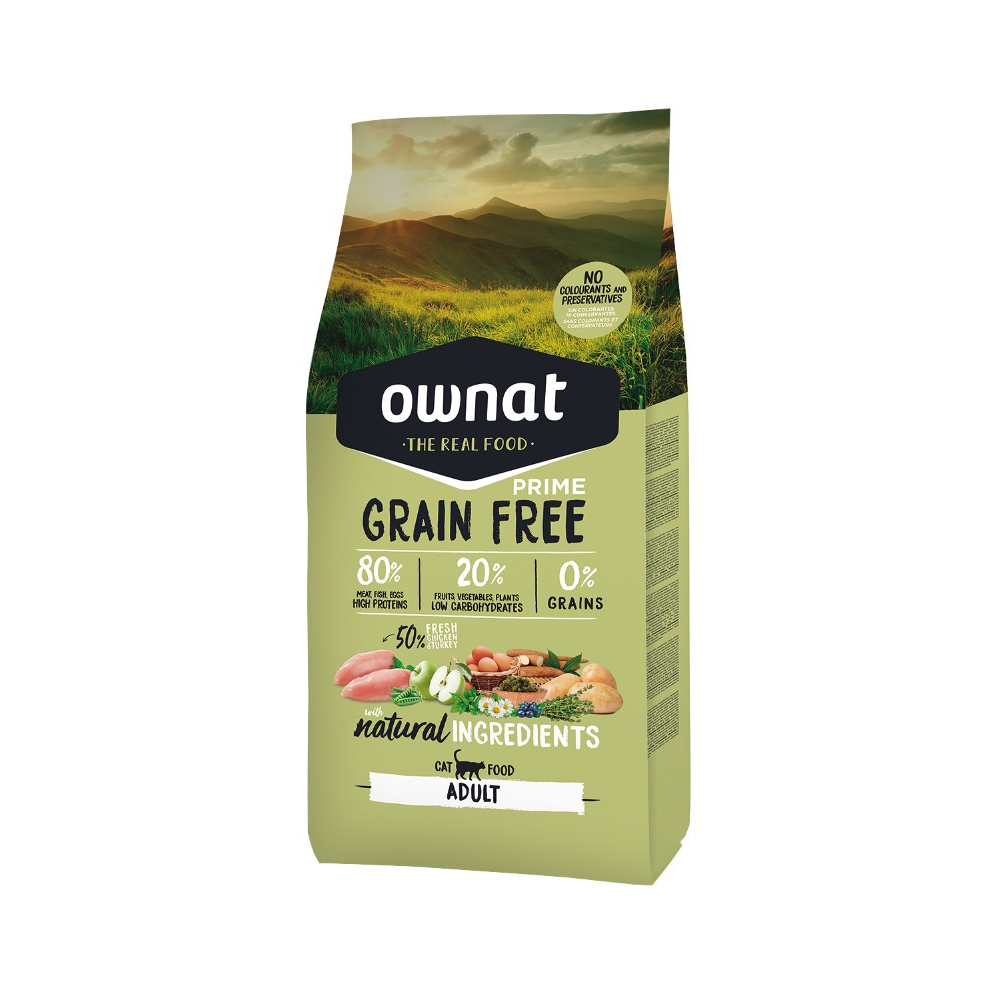Ownat – 無穀物貓糧 - 走地雞+火雞 (腸道健康) Chicken and Turkey (綠) 3kg (大)