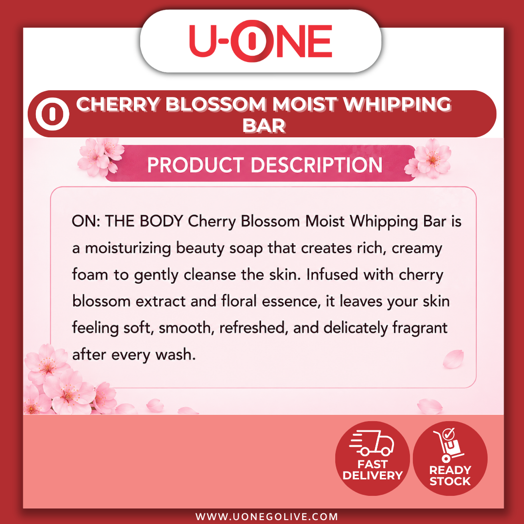 U-ONE | Korea | Cherry Blossom Moist Whipping Bar Soap | 1 x 4pcs