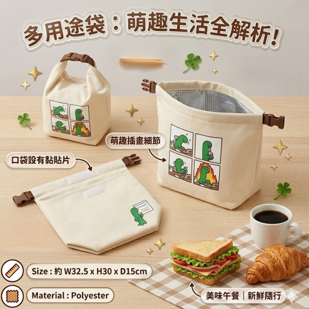 Joguman 療癒系恐龍 多用途袋|午餐袋