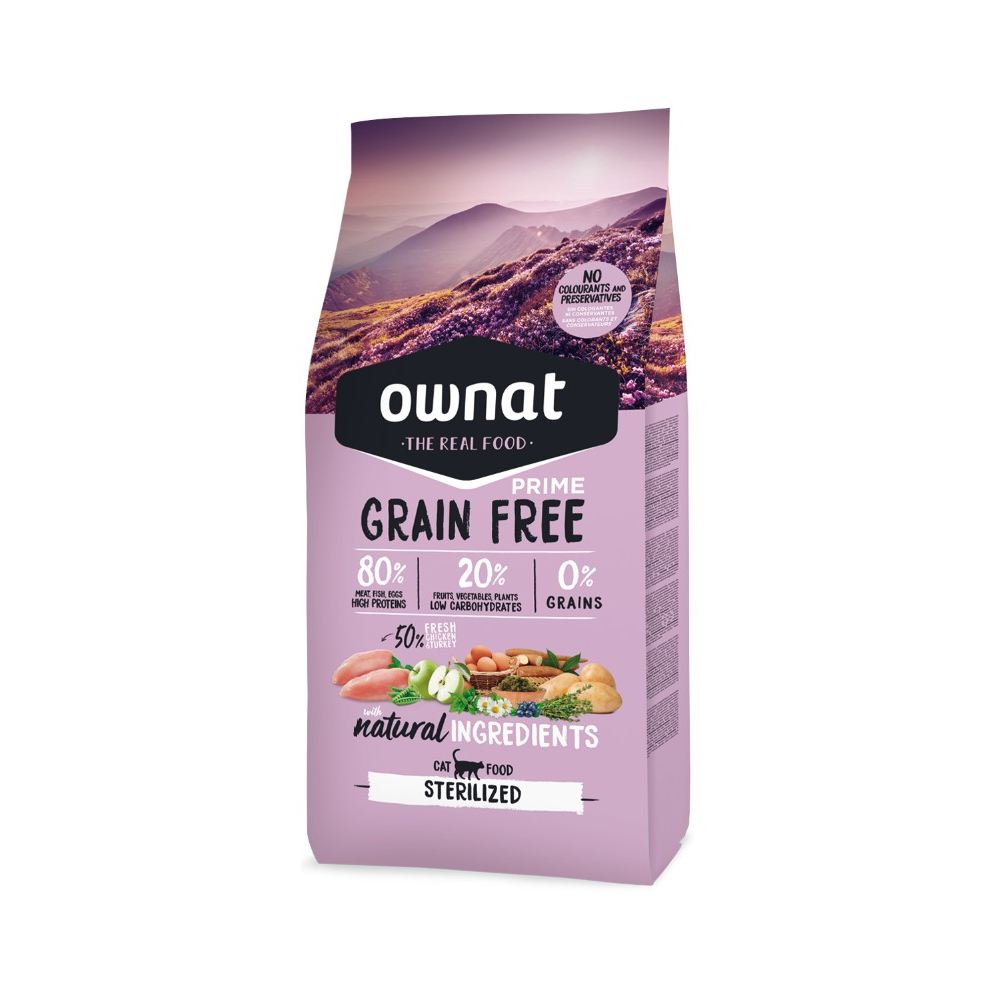 Ownat – 無穀物貓糧 - 走地雞+火雞 (絕育/室內貓) Indoor with Chicken and Turkey (淺紫) 3kg (大)