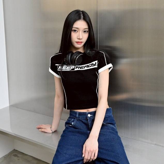 KEEP READY 撞色合身短版T 短T 修身T 女版T T恤 短袖 81210 (M)