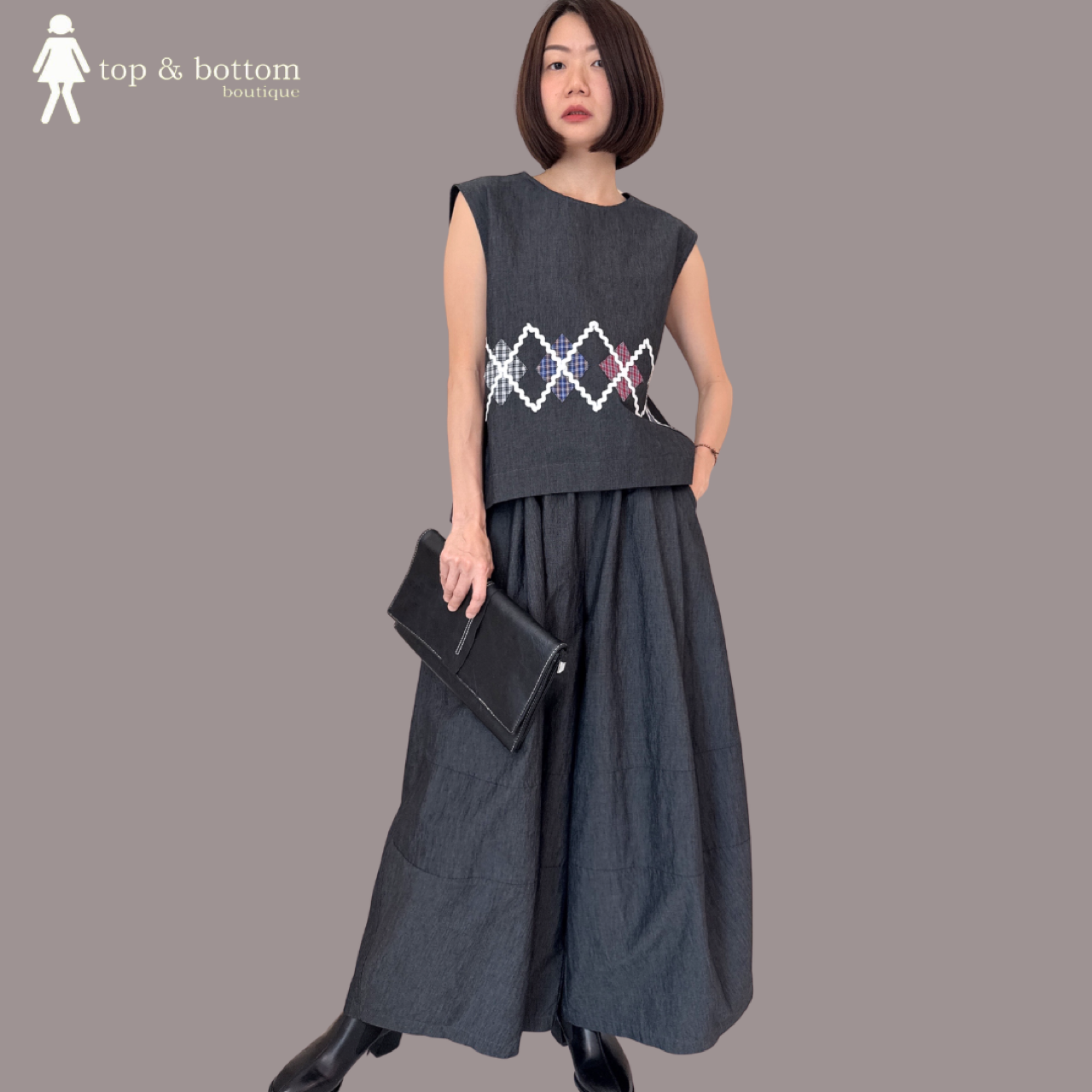 ETHNIC EMBROIDERY TOP & PANT SET SUIT (2PCS)