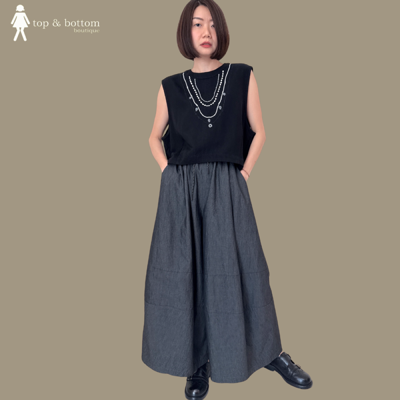 ETHNIC EMBROIDERY TOP & PANT SET SUIT (2PCS)