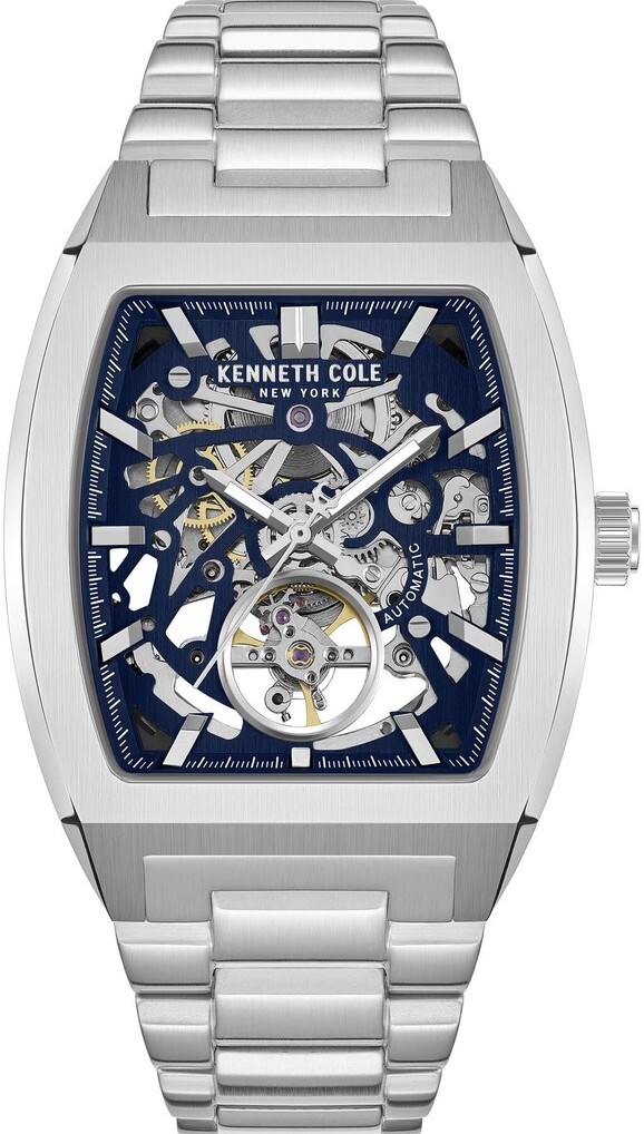 萬年鐘錶 - KENNETH COLE  美國紐約品牌  深藍面盤鏤空酒桶機械男錶 KCWGY0077503 錶徑40MM