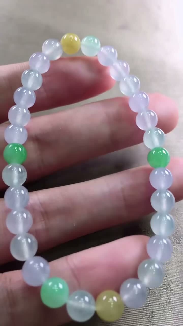 翡翠高冰手串 (6.5mm直徑),天然翡翠A玉, 緬甸玉, Jade, Jadeite