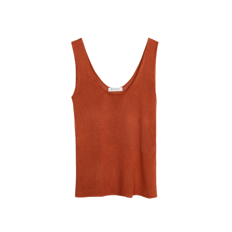 Rifò Valeria Viscose Tank Top Terracotta Brown