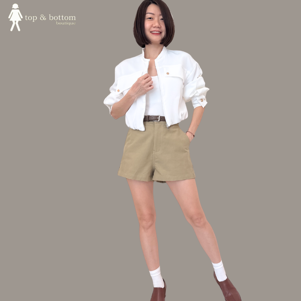 HIGH WAISTED COTTON SHORTS WITH BELT