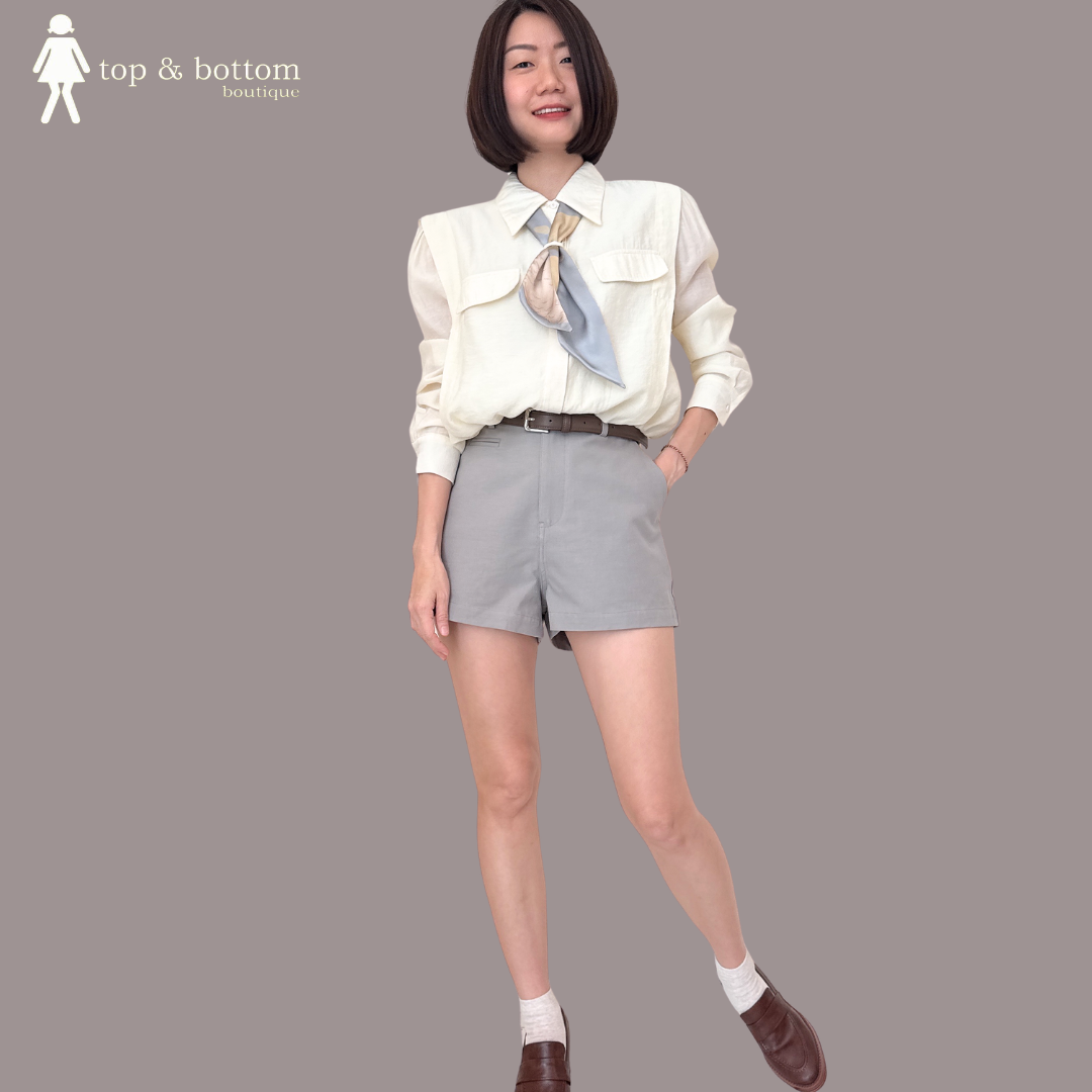 LONG SLEEVE POCKET BLOUSE WITH SCARF