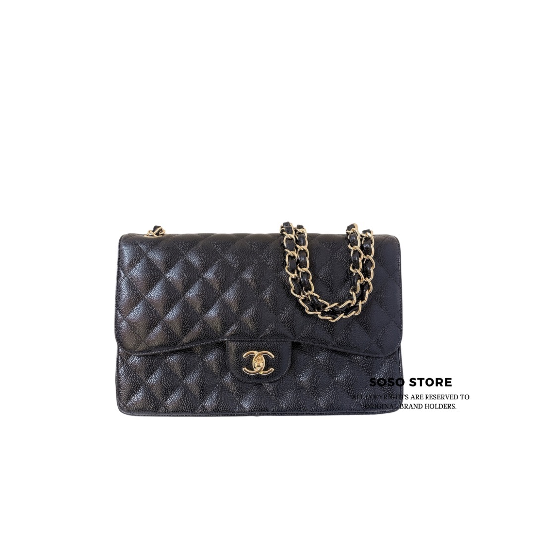 Chanel Classic Jumbo Double Flap Bag - Black / GHW