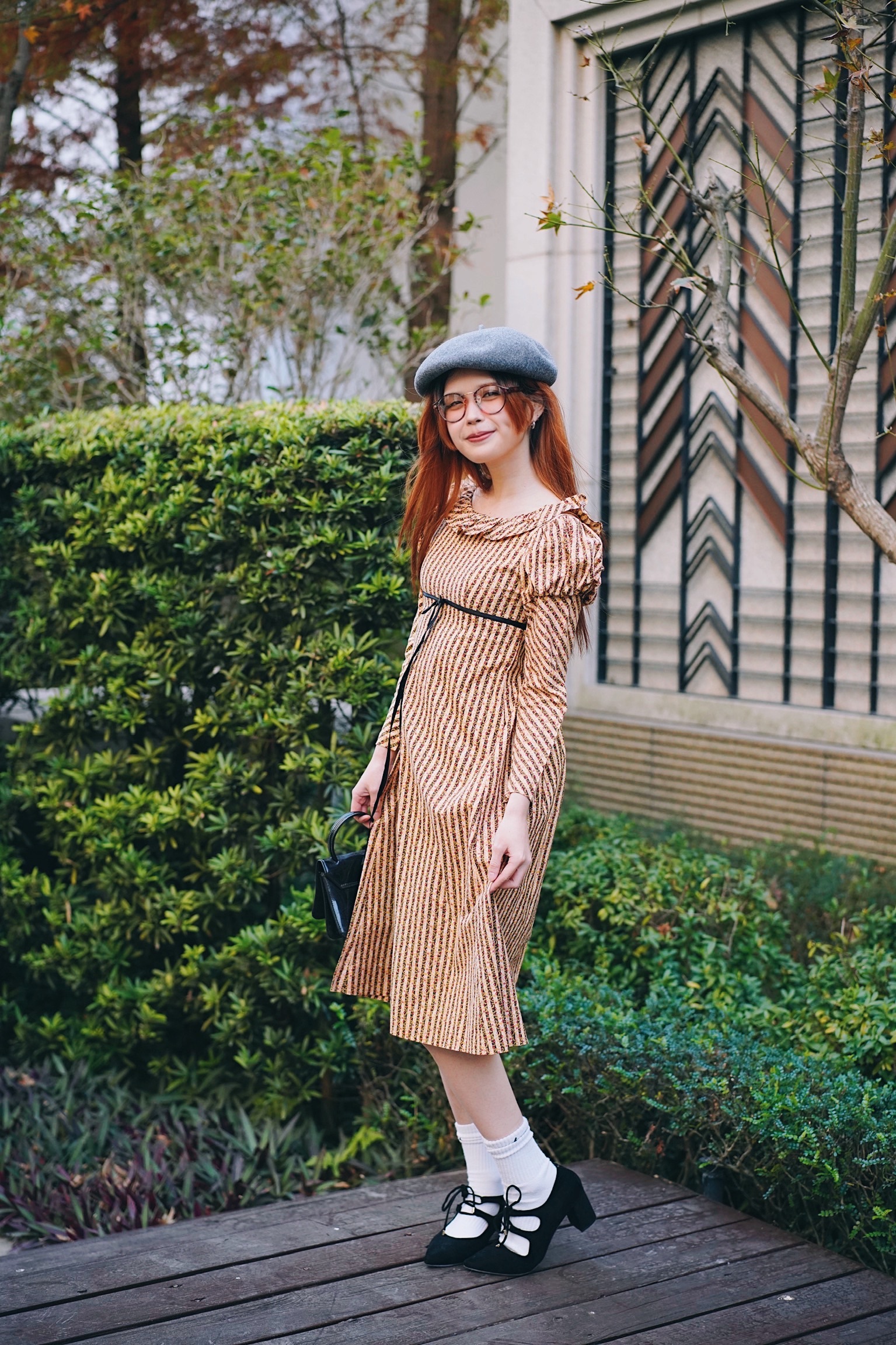 1970s Pleasant Company Prairie Dress / 70年代 美製泡泡袖拿鐵草原風洋裝