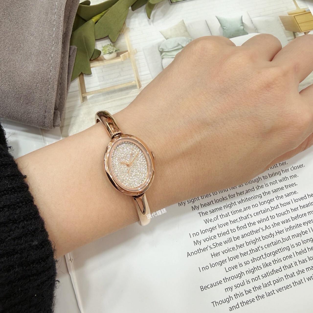 【MICHAEL KORS】法式橢圓晶鑽手鐲腕錶MK7594 21mm 現代鐘錶