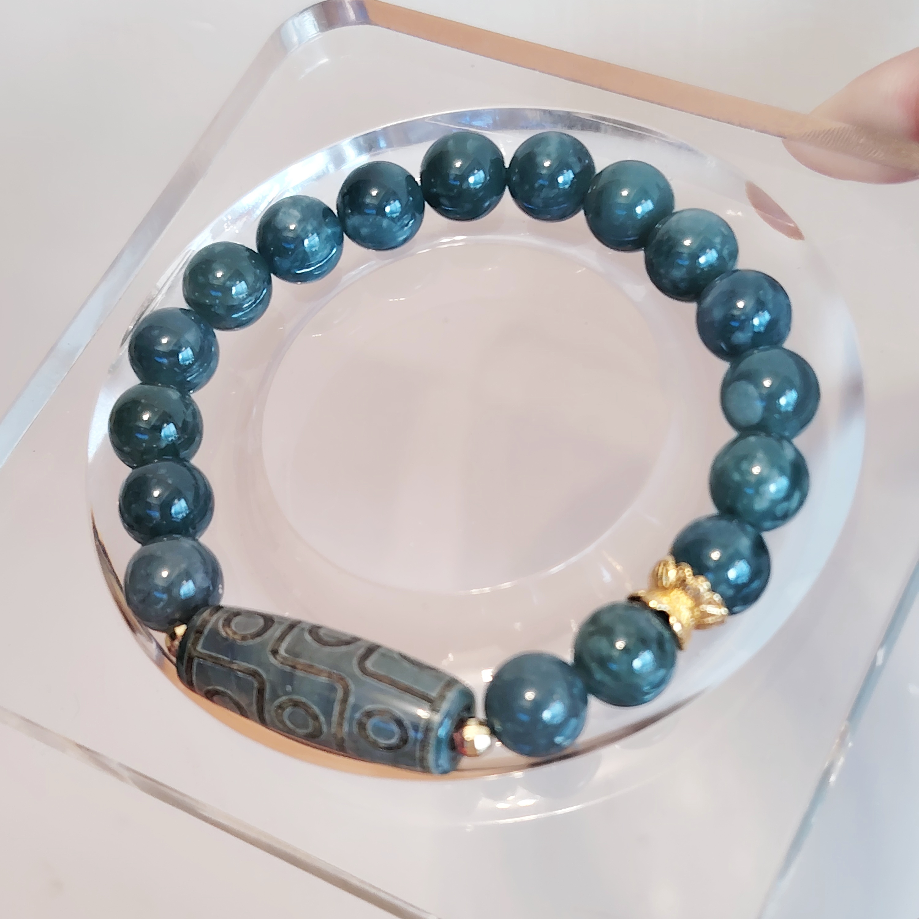 🔮Aura Crystal水晶🔮 藍水翡翠狗眼天珠瑪瑙手串 #M15
