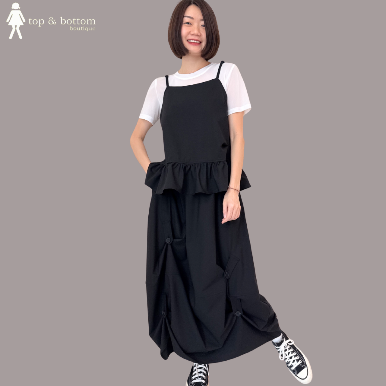 STRAP COTTON LINEN MERMAID HEM TOP