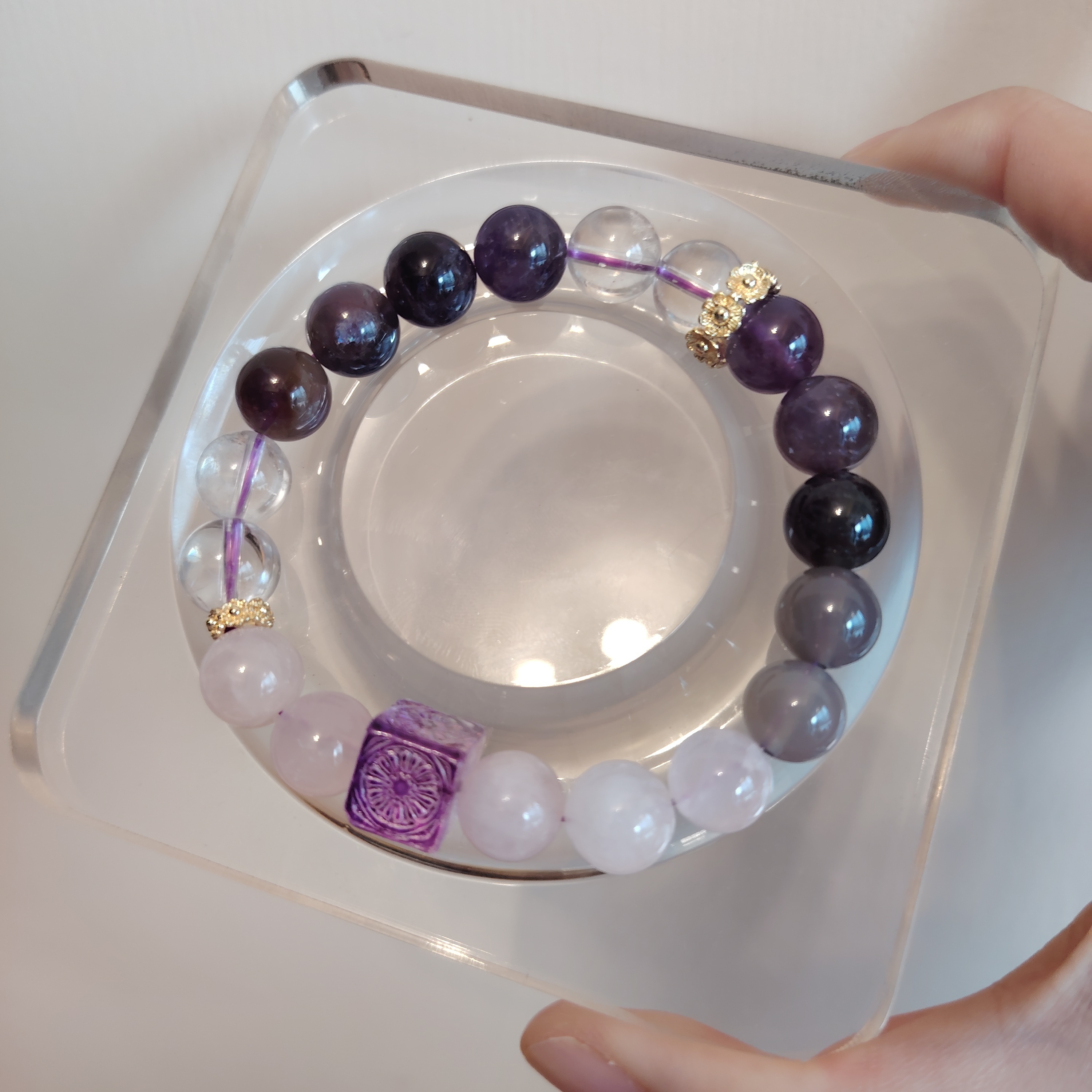 🔮Aura Crystal水晶🔮 九紫離火多寶琉璃方塊手串 #M06