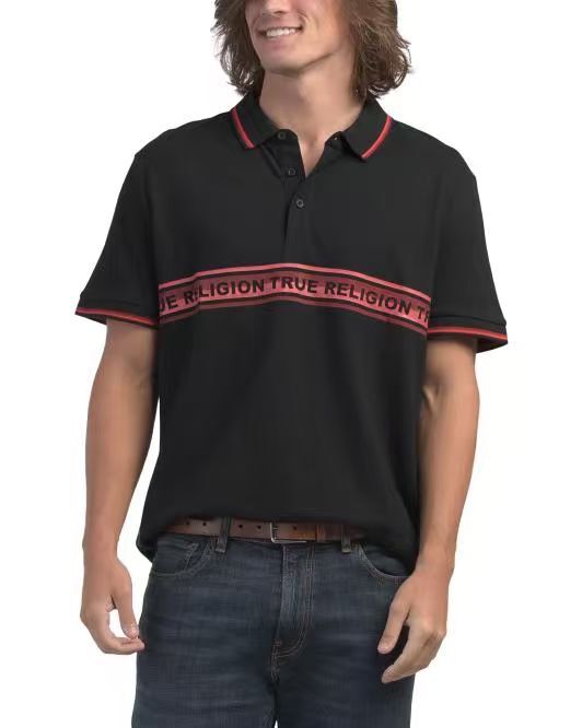 【預購】TRUE RELIGION H060646 男裝橫間 Polo 短袖上衣 (黑色)