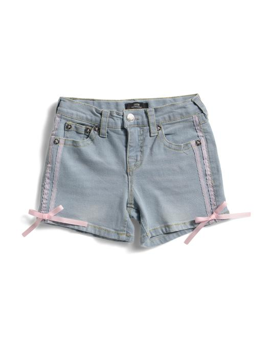 【預購】TRUE RELIGION H060650 女童蝴蝶結牛仔短褲 (淺藍色)