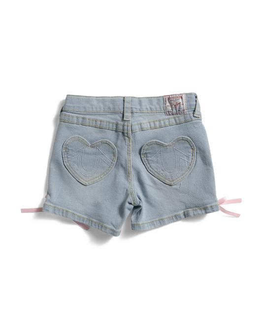 【預購】TRUE RELIGION H060650 女童蝴蝶結牛仔短褲 (淺藍色)