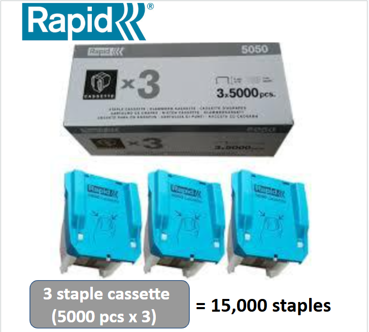 RAPID 5080 STAPLE CASSETTE (3 cassette per box) 釘書針 (每盒包括3個釘頭) (5,000 staples Cassette x 3 pcs)
