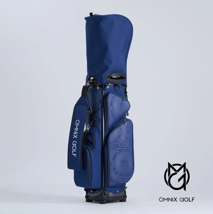 『 OMNIX GOLF 輕量款藍色等高線站立袋Black Topographic 』