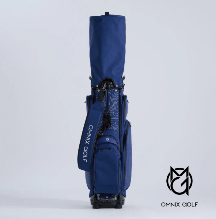 『 OMNIX GOLF 輕量款藍色等高線站立袋Black Topographic 』