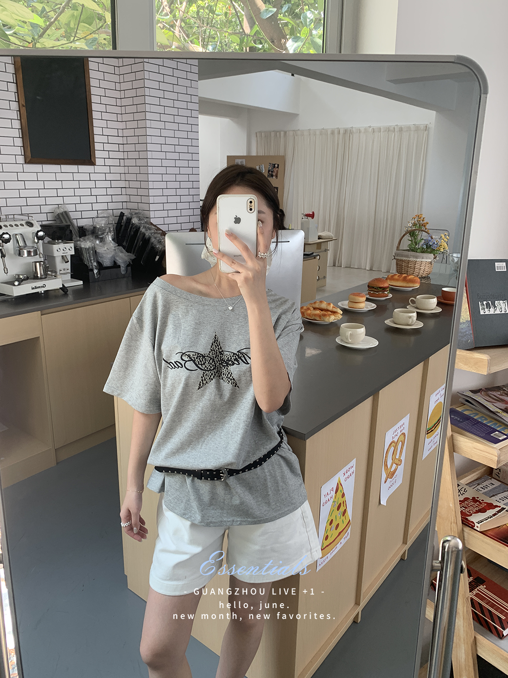 (A04)(附皮帶)豹紋星星斜肩TEE-3色