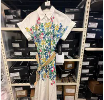 [S] KARL LAGERFELD SOFT WHITE CMB2 SHORT SLEEVE BELTED FLORAL SHIRT DRESS, L6CBGD90-C20 (SKL1732)