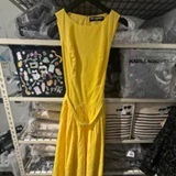 [S] KARL LAGERFELD CANARY YELLOW SLEEVELESS EYELET DROP WAIST DRESS, LD6YEH24-AMU (SKL1747)