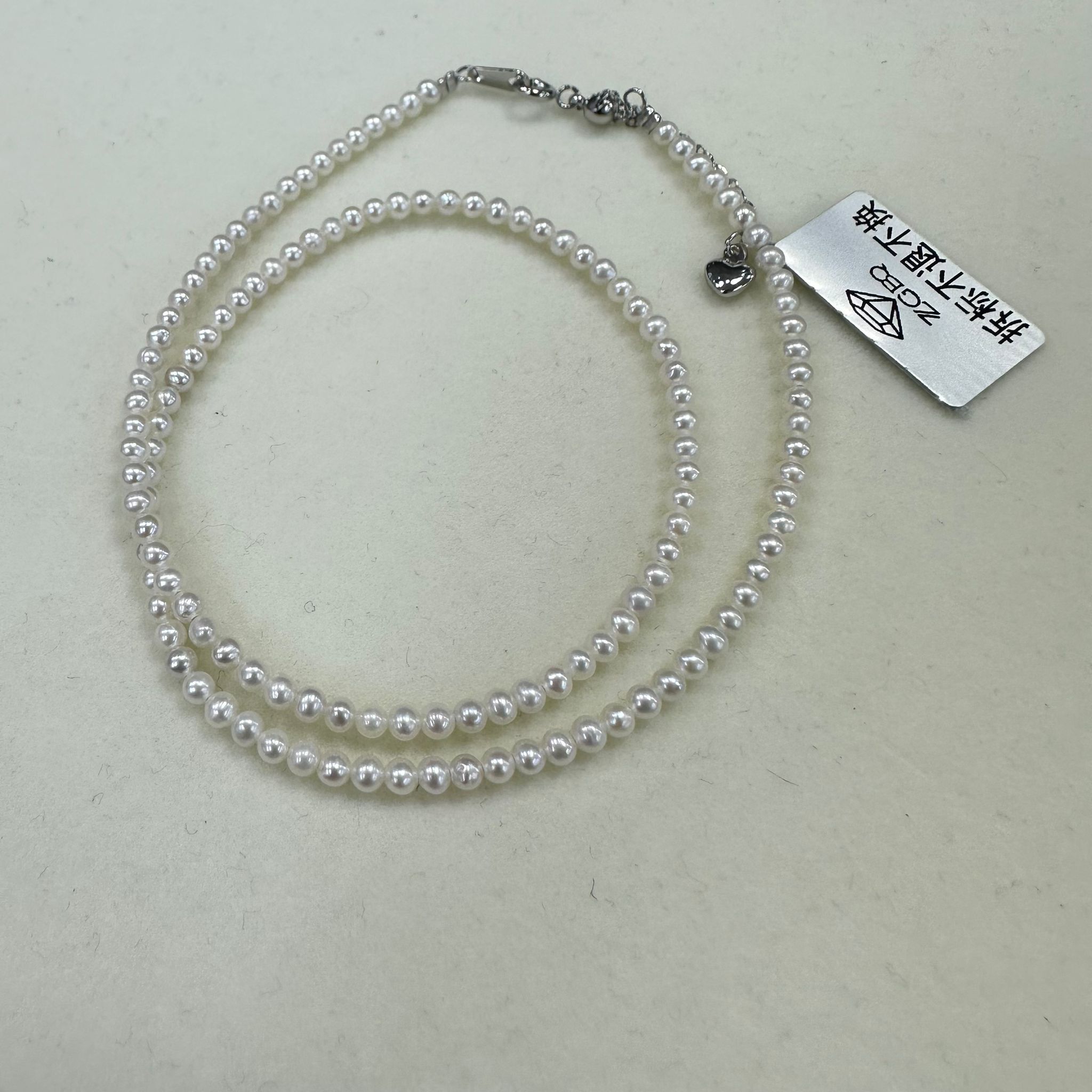 HKAG0606-006 合金淡水有核珍珠項鏈 3-4mm -QC88340 (A6)