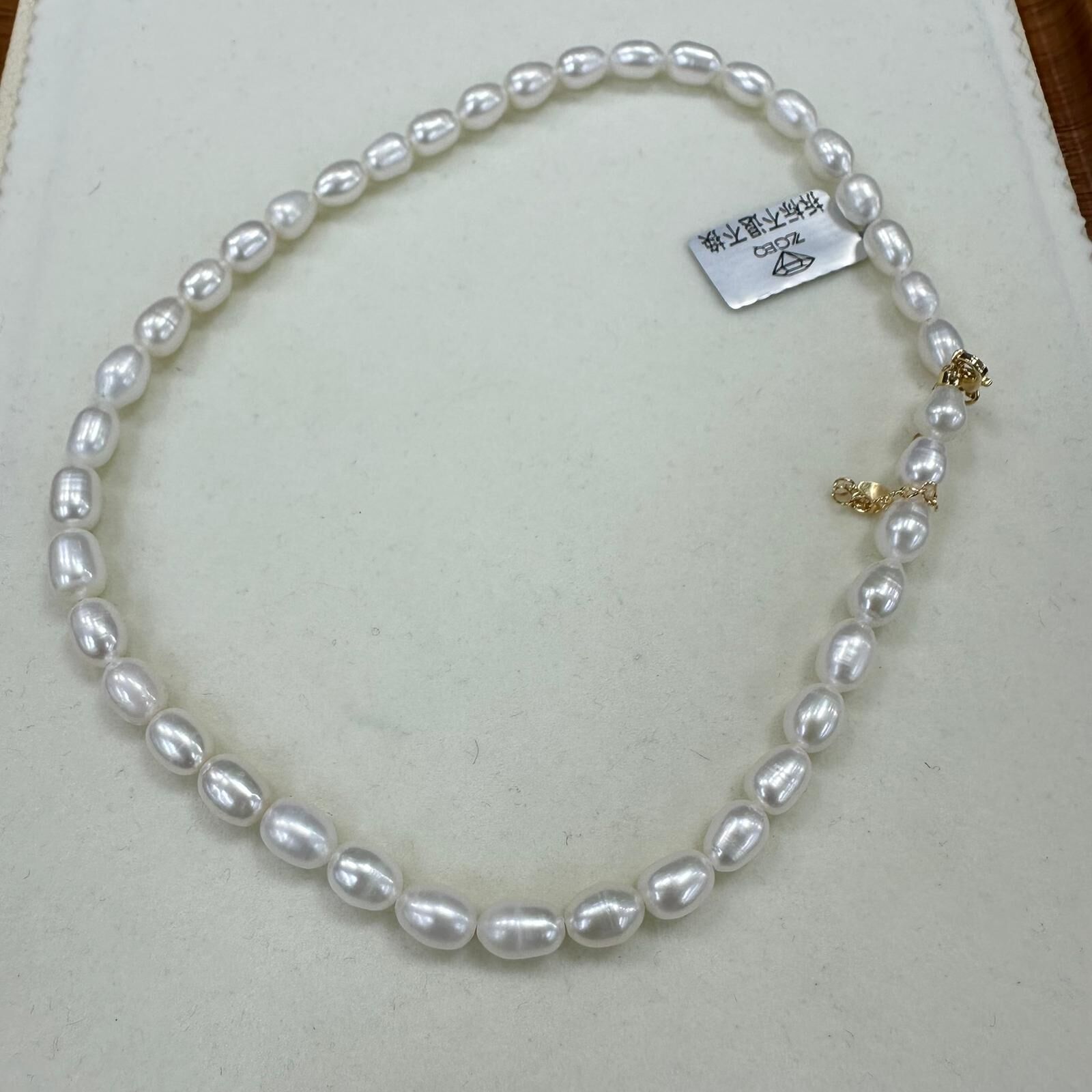 HKAG0606-020 s925銀無核珍珠項鏈 6.5-7.5MM -QC80378(連證書) (A20)