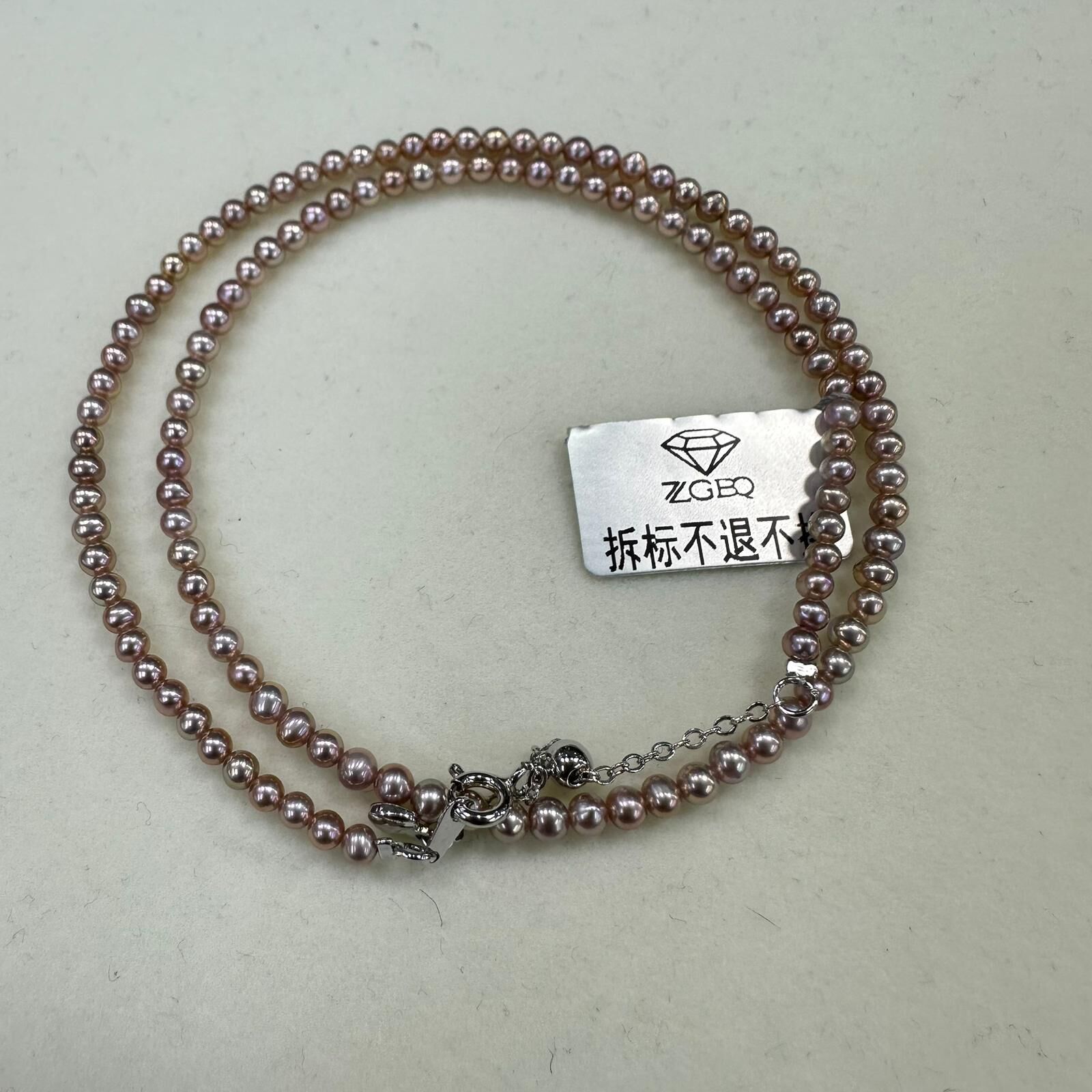 HKAG0606-036 合金淡水有核珍珠項鏈 3-4MM -QC831115(連證書) (A36)