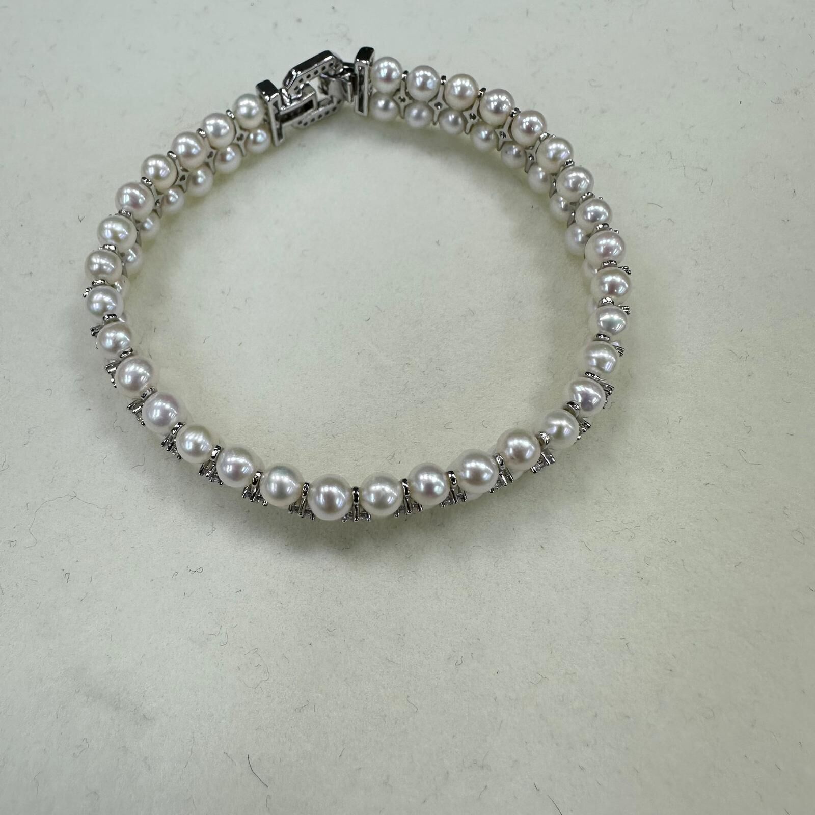 HKAG0606-049 合金淡水有核珍珠手鏈 4-4.5mm -QC783135(連證書) (A49)