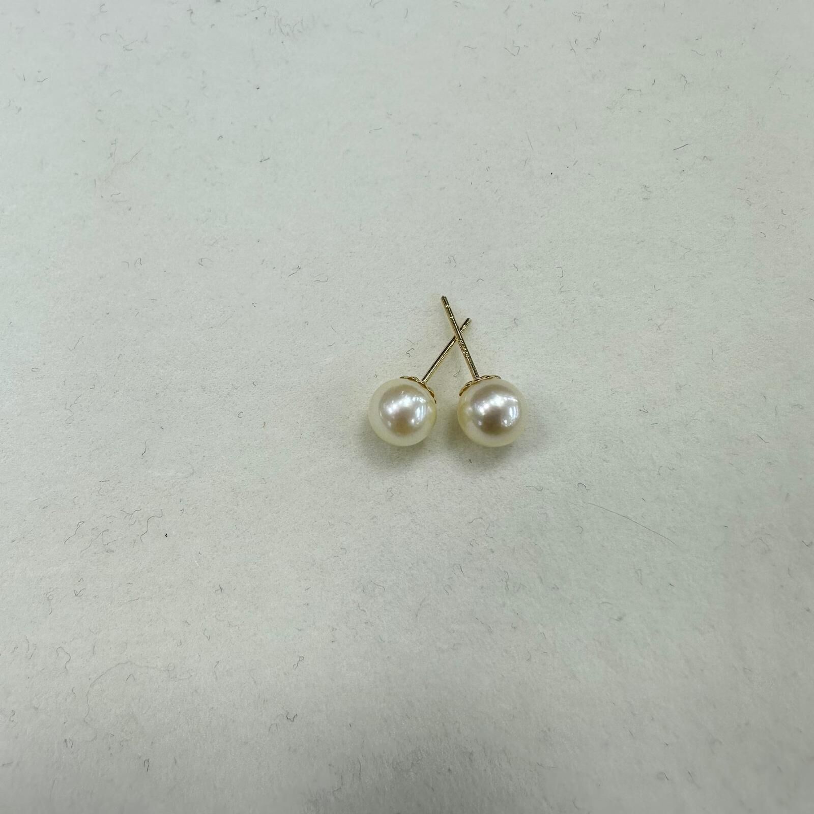 HKAG0606-066 18k海水羽黃金耳釘 6mm -QC738200(連證書) (A66)