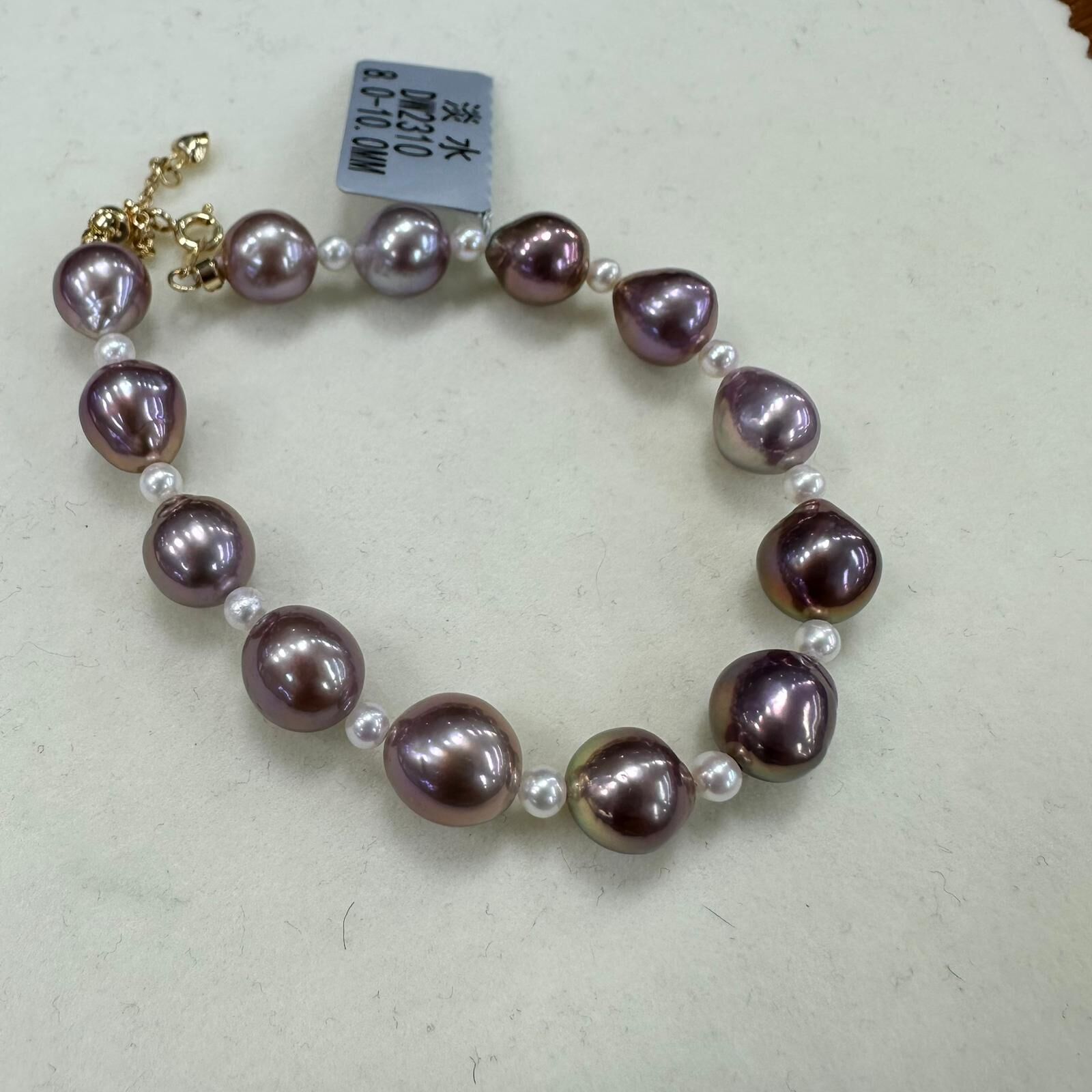 HKAG0606-073 s925銀淡水有核珍珠手鏈 8.0-9.0mm -QC834280(連證書) (A73)