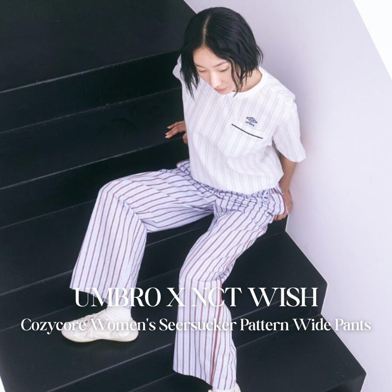 【代購】UMBRO X NCT WISH Cozycore 女款泡泡紗寬褲 Seersucker Pattern Wide Pants 韓系寬鬆長褲