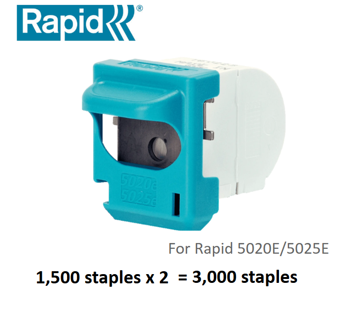 RAPID 5020E/5025E STAPLE CASSETTE 電動釘書機書釘(1,500 staples per cartridge) 2 cartridge per Pack (1盒兩個釘)