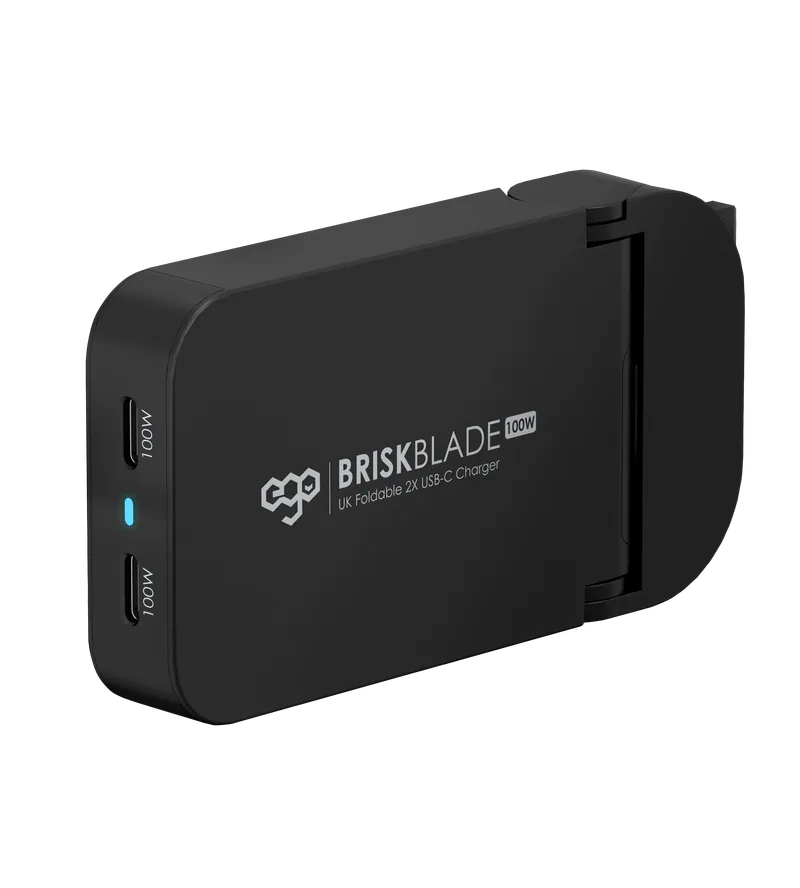EGO 100W 刀鋒 Brisk Blade 摺疊充電器｜GaN 氮化鎵｜雙 USB‑C 快充