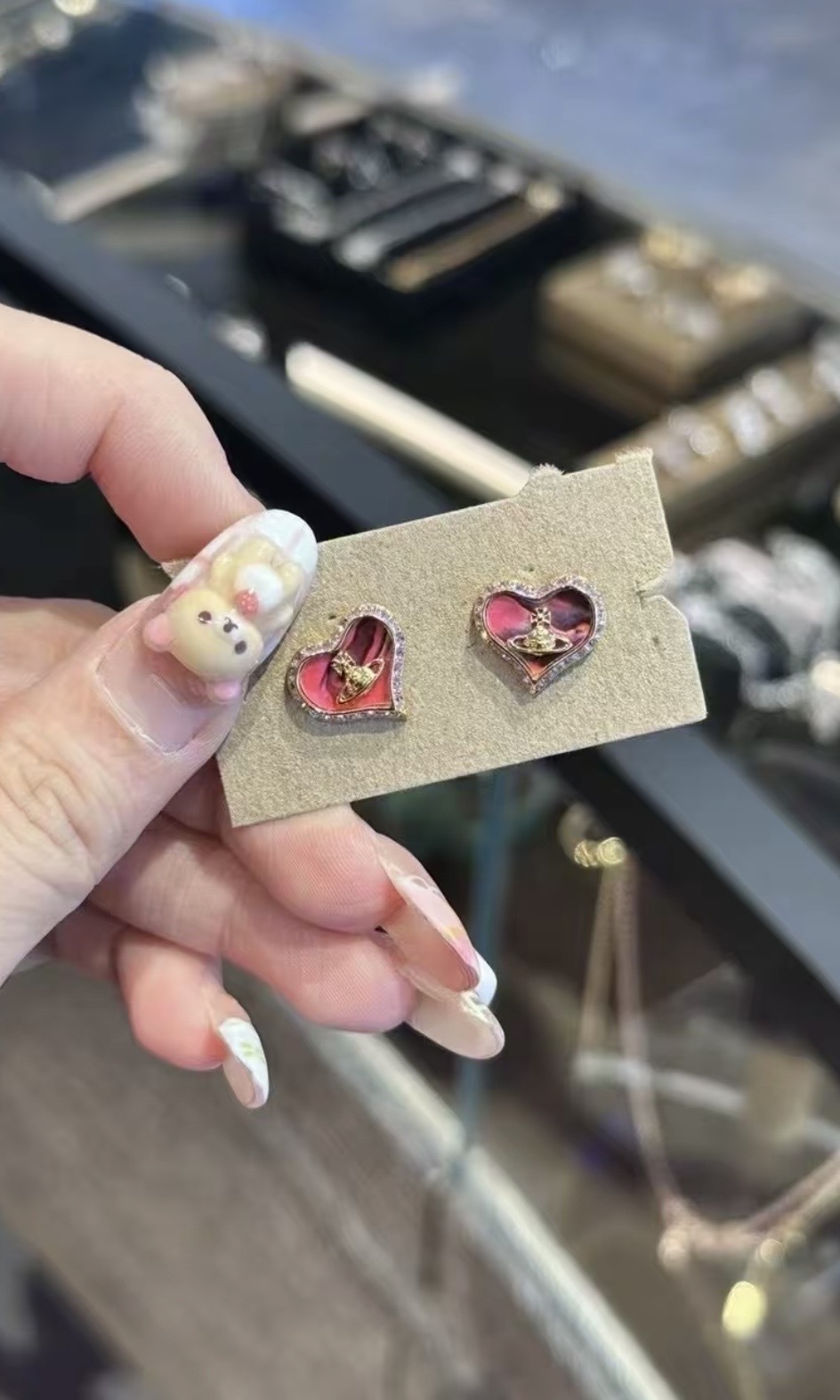 Vivienne Westwood 粉色愛心耳環