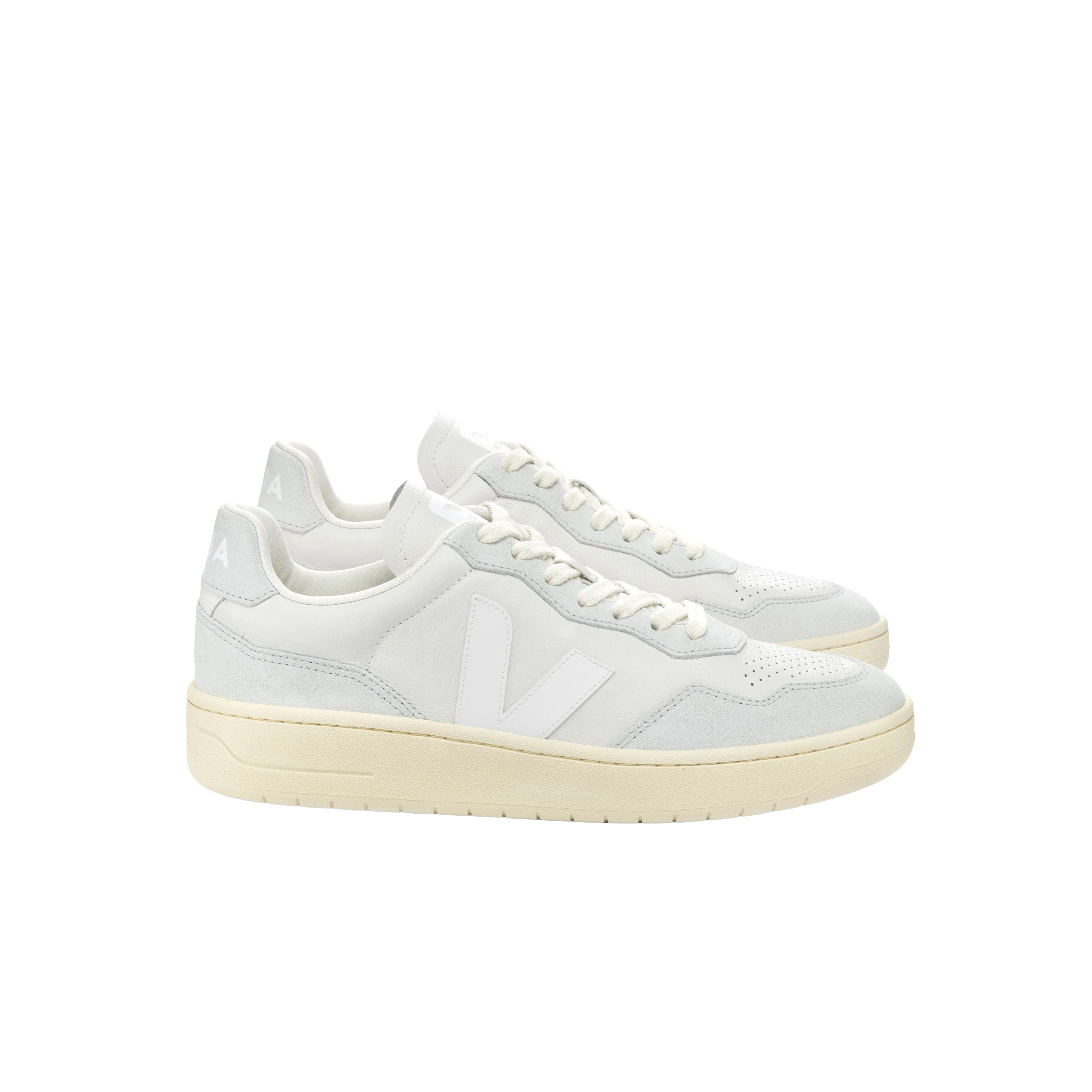 Veja V-90 Leather Gravel White