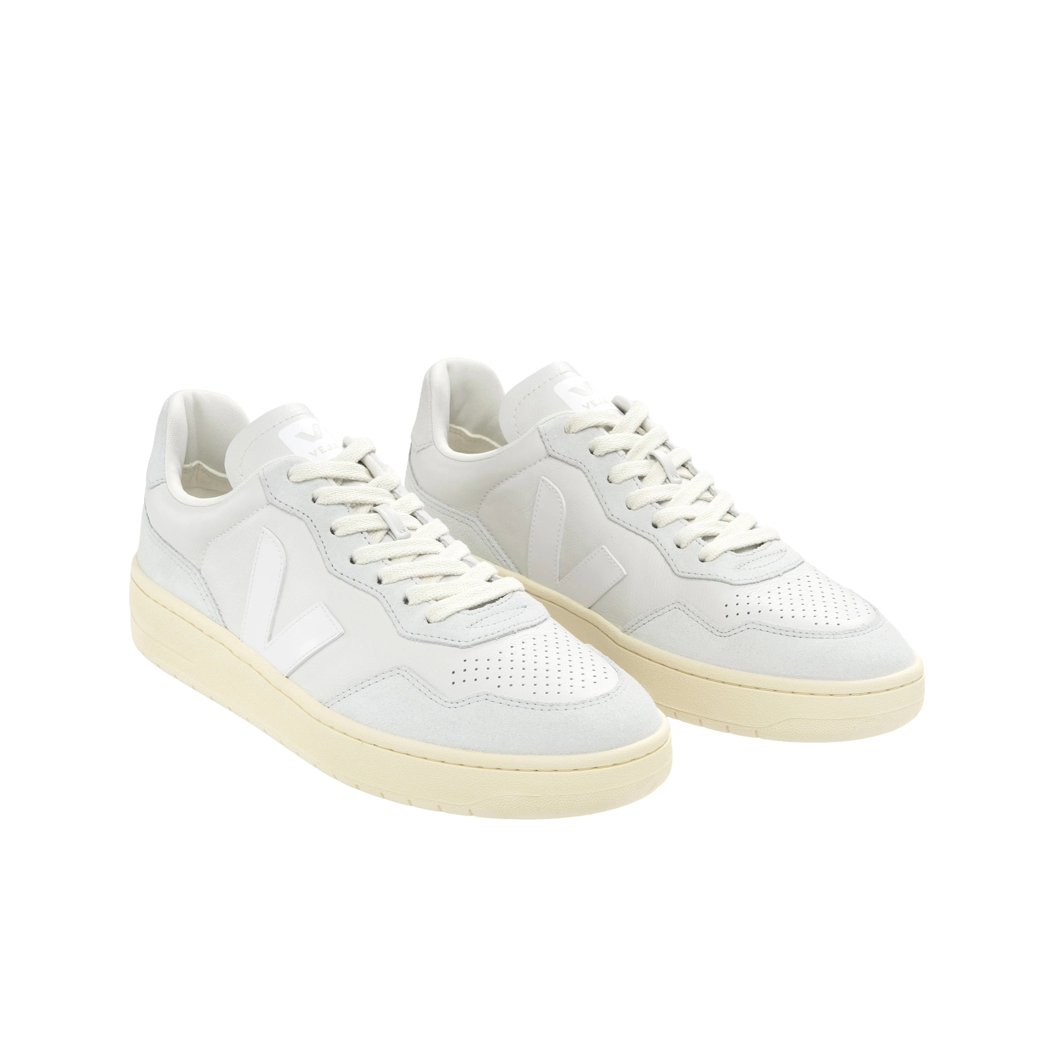 Veja V-90 Leather Gravel White