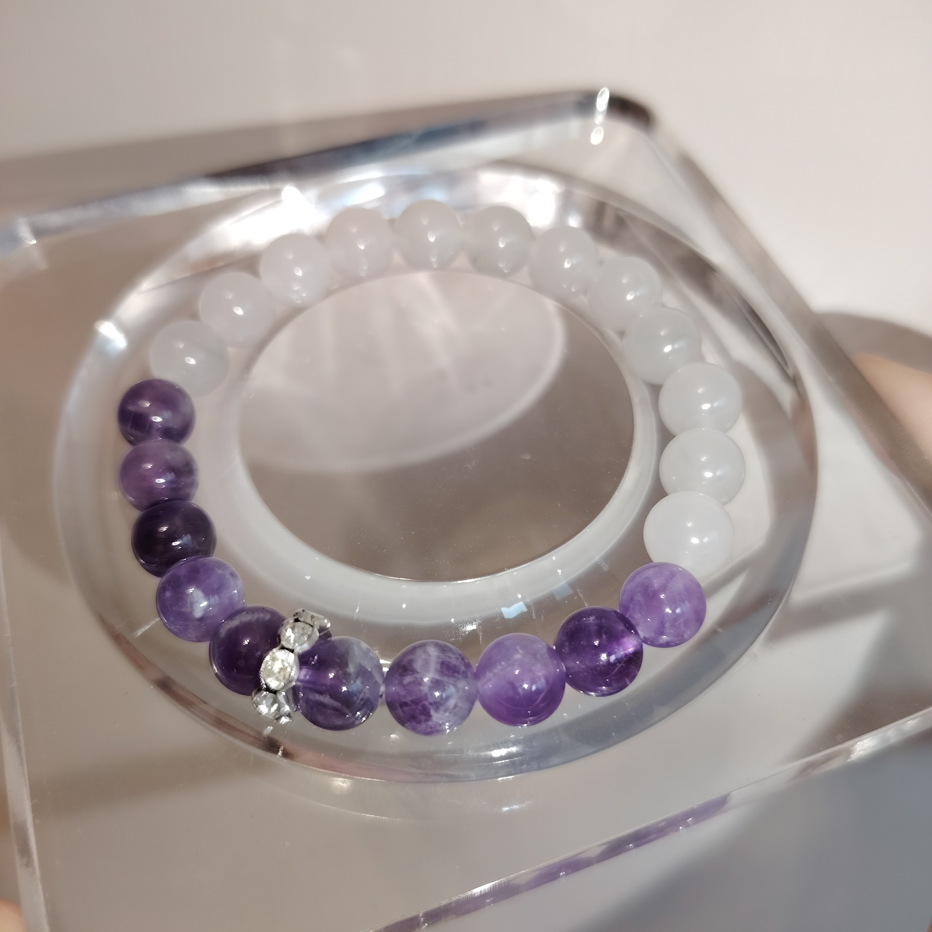 🔮AuraCrystal水晶🔮 紫水晶白玉晶手串 #M09